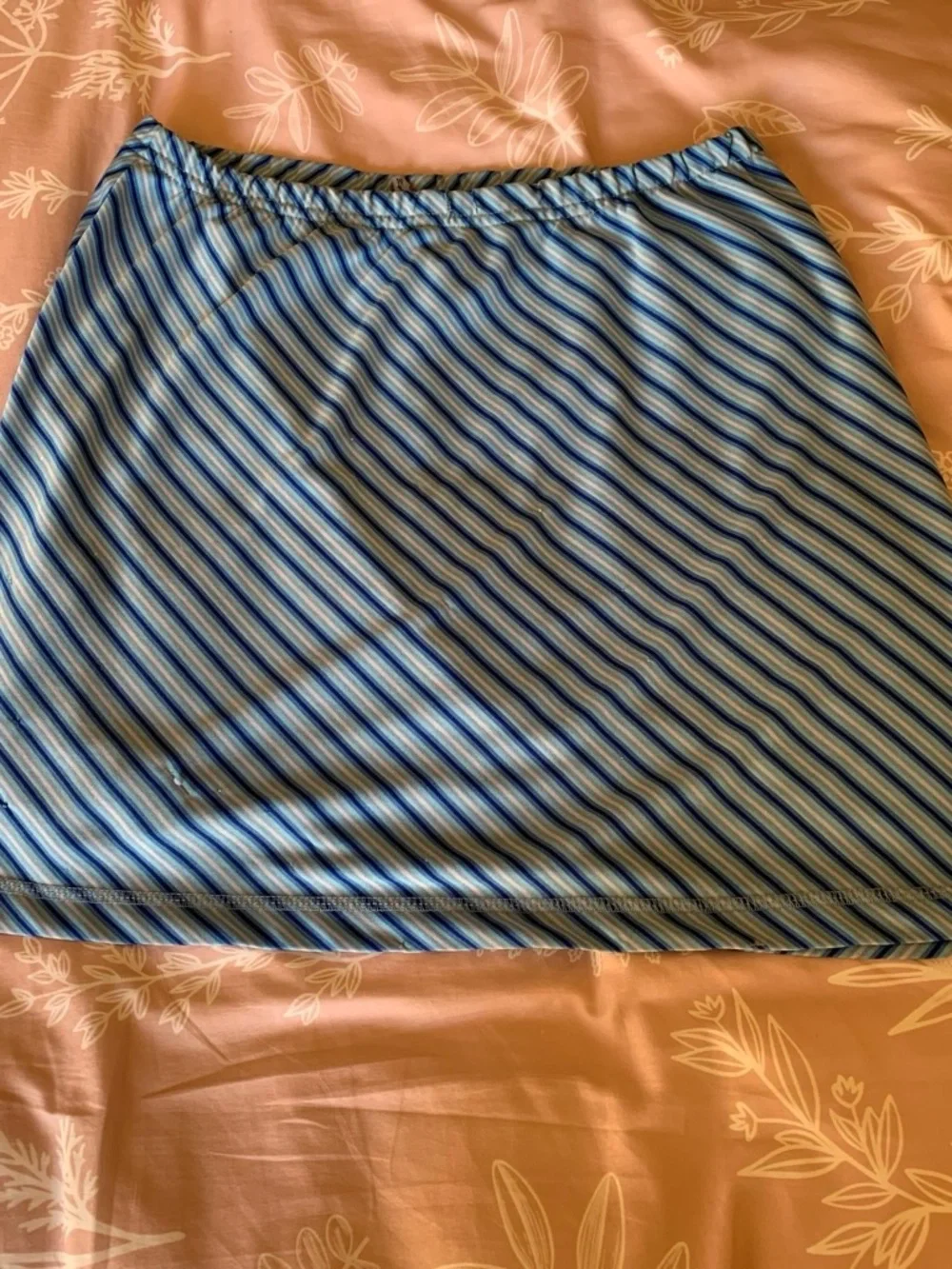 Rip Curl Blue Striped Elastic Waist Mini Skirt